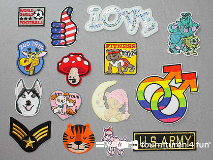 Collectie strijkapplicaties - 15 delige set - opstrijkbare patches