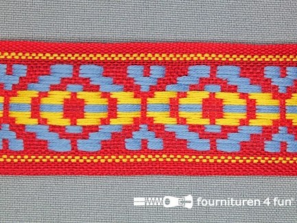 Indianenband 35mm rood - blauw - geel