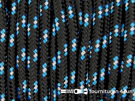 Multicolor koord 3mm zwart - aqua - wit