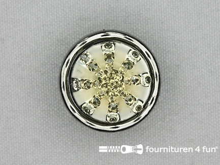 Strass knoop - 25mm - zwart zilver - licht mimosa geel