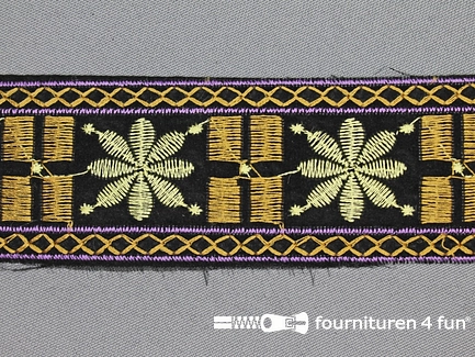Jacquard band 45mm zwart - beige