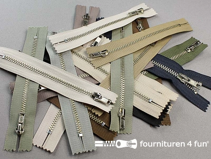 18 stuks metalen broekritsen - 12cm - kleuren assortiment