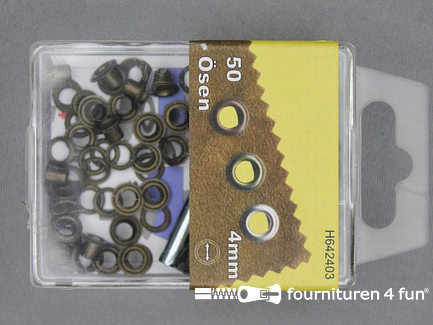 Ringen en schijven - 4mm - geel brons - 50 stuks