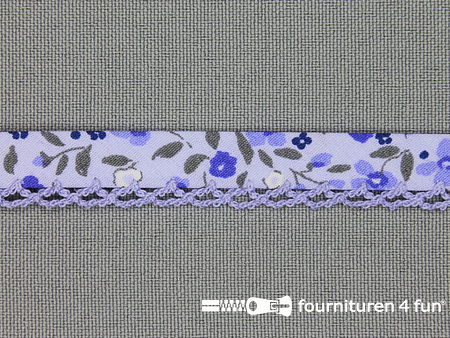 Deco biasband print 12mm bloemen lavendel