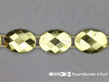 COUPON 3,8 meter Strass band 12mm ovaal goud