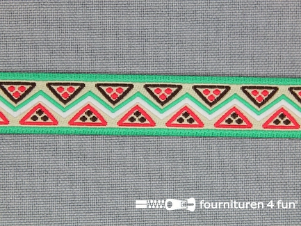 Indianenband 14mm groen - roze