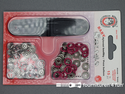 Baby drukkers - 9,7mm - fuchsia roze - 15 stuks