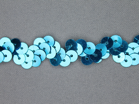 Pailletten zigzag band 15mm aqua blauw
