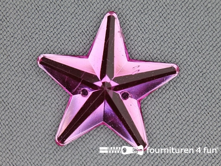 10 stuks Strass stenen ster 25mm fuchsia roze