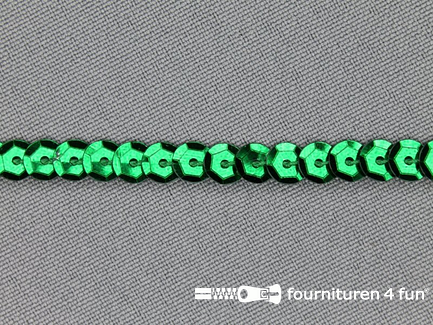 COUPON 10,5 meter (2 stukken, 8 + 2,5 meter) Pailletten band 6mm glitter groen