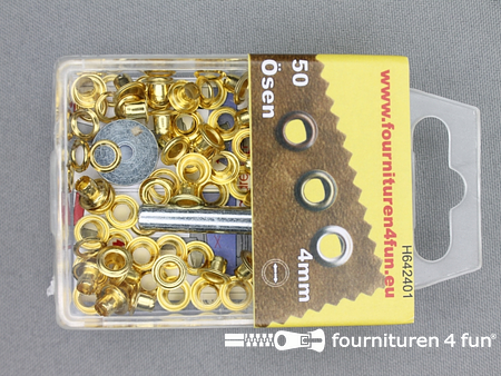 5 Doosjes ringen en schijven - 4mm - goud - 50 stuks