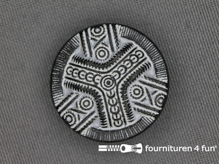 Zwart zilveren knoop 25mm indiaan