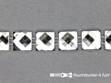 COUPON 4,5 meter Strass band 10mm vierkant zilver