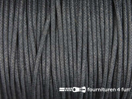 Rol 50 meter katoen wax-look koord 1,5mm donker grijs