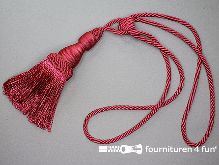 Viscose gordijnkwast 210mm met koord donker oud roze