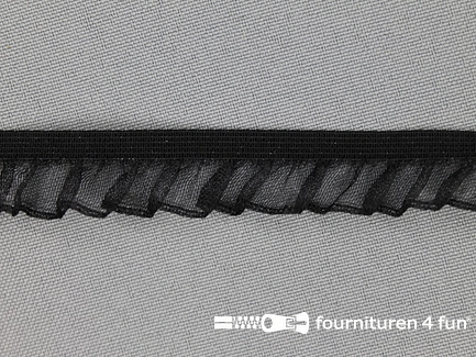 Elastisch ruche band 14mm zwart