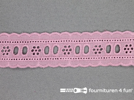 Broderie kant entredeux 30mm oud roze