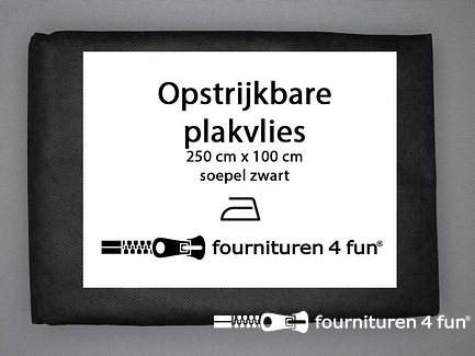 20 stuks opstrijkbare plakvlies 250x100cm - soepel - zwart