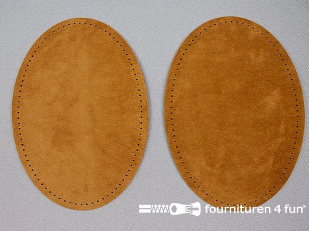 Elleboogstukken / Kniestukken - ovaal - suèdine - 140x100mm - caramel