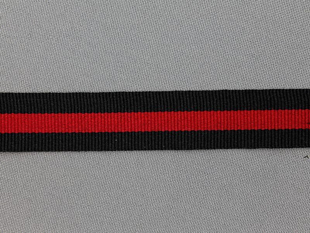Ripsband met strepen 20mm zwart - rood
