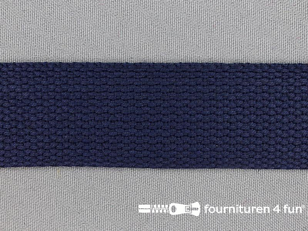 Katoen-look tassenband 32mm marine blauw