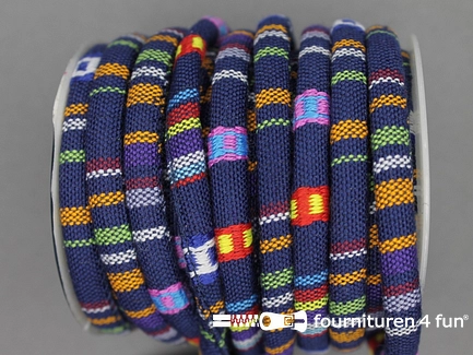 Ibiza koord 8mm donkerblauw oranje geel