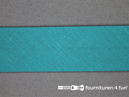 Rol 25 meter katoenen biasband - 30mm - turquoise