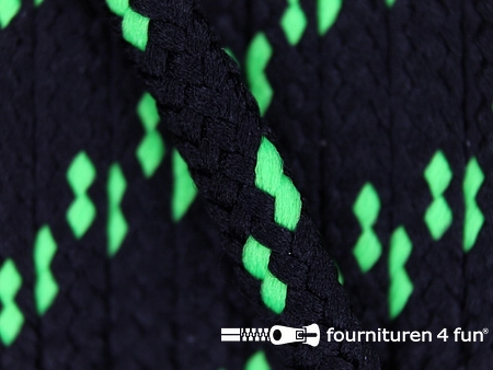 Jassen koord 5mm zwart - neon groen