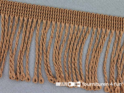 COUPON 5,5 meter (2 stukken, 3,6 + 1,9 meter) Nylon franje - 60mm - cacao bruin