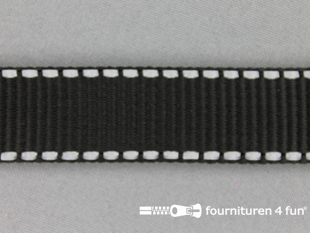 Geweven halsband reflectie buitenkant 25mm zwart