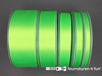 Rol 25 meter luxe satijn lint - dubbelzijdige kwaliteit - 9mm - neon groen