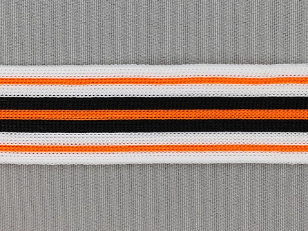 Gestreept band lycra 30mm zwart - wit - oranje