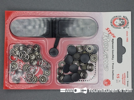 Roland drukknopen - 10,5mm - donker grijs - 15 stuks