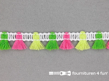 Klosjes franje 15mm roze - lime - groen