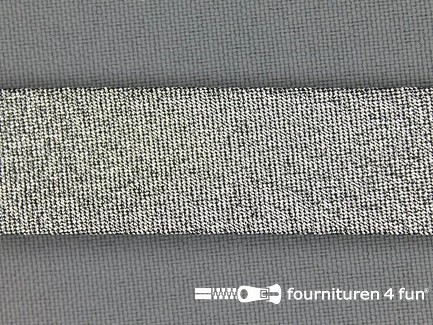 Lurex biasband 18mm zwart zilver