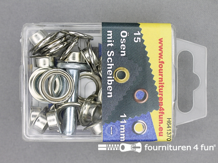 Grootverpakking - 5 doosjes ringen en schijven - 11mm - zilver - 15 stuks
