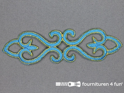 Goud - aqua blauw barok applicatie 121x34mm 