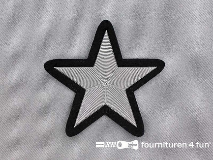 Ster applicatie 70x70mm zwart zilver metallic