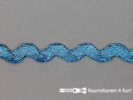 Zigzag band - 12mm - metallic - aqua blauw
