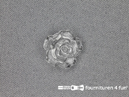 Bloemen knoop - 18mm - roos - transparant