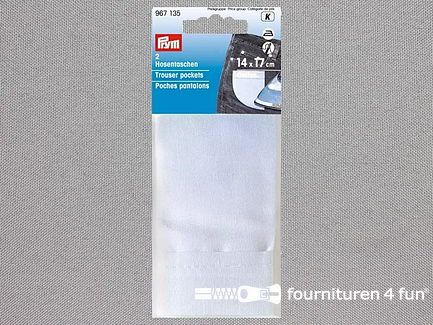Prym broekzakken - 2 stuks - opstrijkbaar katoen wit - 14x17cm - 967135