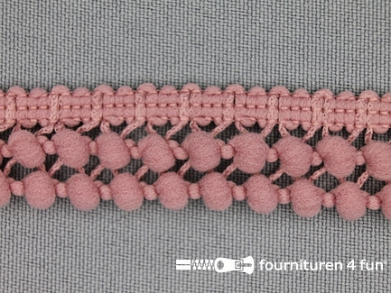 COUPON 24,2 meter Mini bolletjesband 19mm donker oud roze