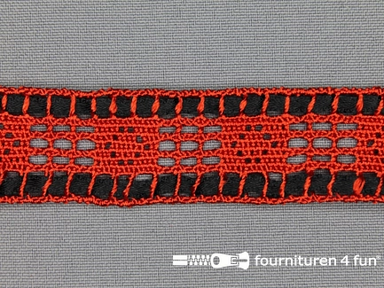 COUPON 7 meter Kloskant 25mm lint rood - zwart