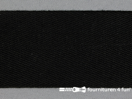 COUPON 7,7 meter (3 stukken, 2,6 + 2,5 + 2,6 meter) Luxe keperband - 50mm - zwart