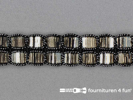 Jacquard band 24mm multicolor zwart