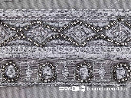 Jacquard band 50mm grijs - zilver