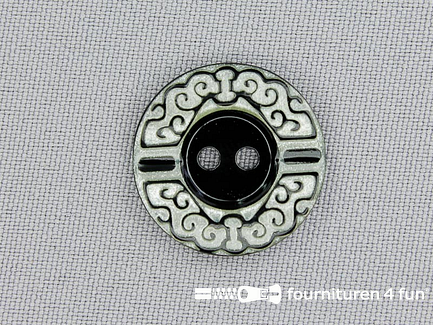 Design knoop 22mm zwart - wit