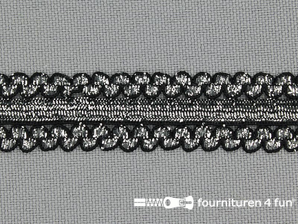 Gekleurd elastiek 15mm zilver - zwart