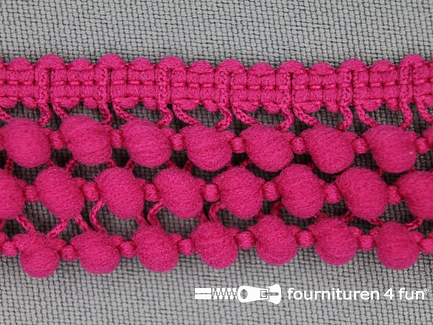 COUPON 5 meter (2 stukken, 2,8 + 2,2 meter) Mini bolletjesband 24mm fuchsia roze