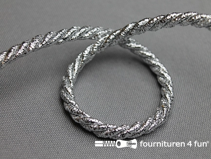 COUPON 12,1 meter (4 stukken, 6 + 3,2 + 1,8 + 1,1 meter) Metallic koord 5mm glans zilver